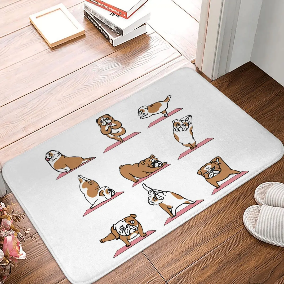 

English Bulldog Yoga Doormat Rug carpet Mat Footpad Bath mat Non-slip toilet Balcony Parlor durable Washable