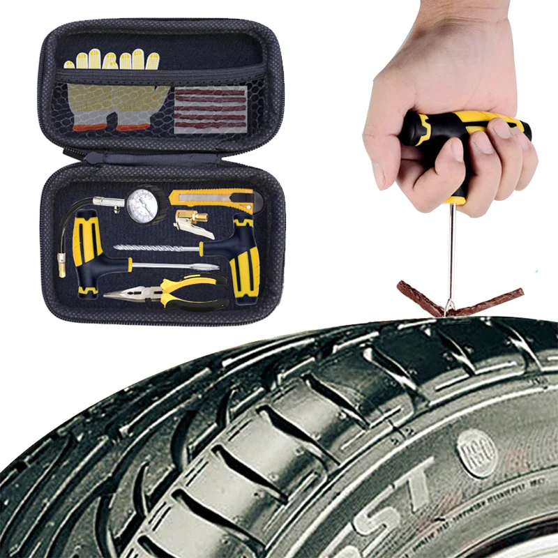Car Tire Repair Tool Kit Tire Puncture Repair Tool Set Auto Motorcycle Tubeless Tyre Repair