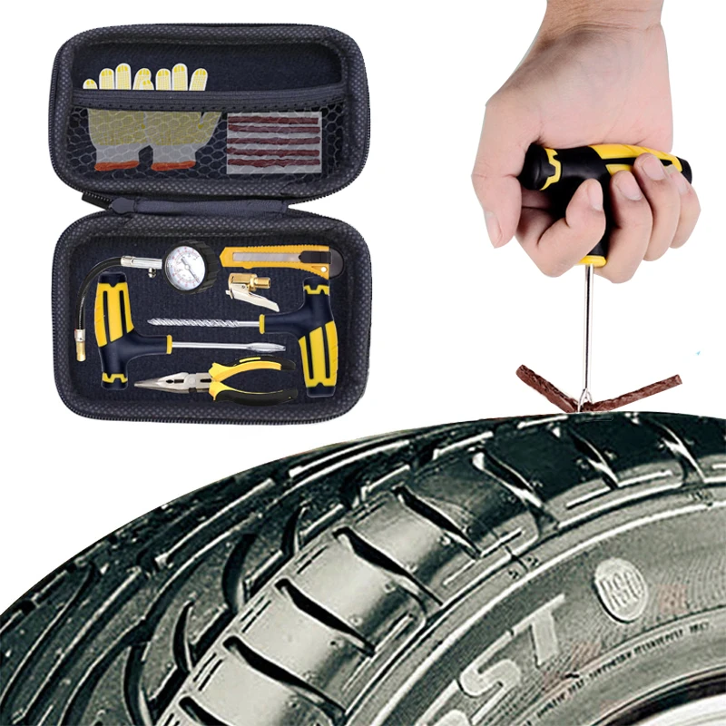 Car Tire Repair Tool Kit Tire Puncture Repair Tool Set Auto Motorcycle