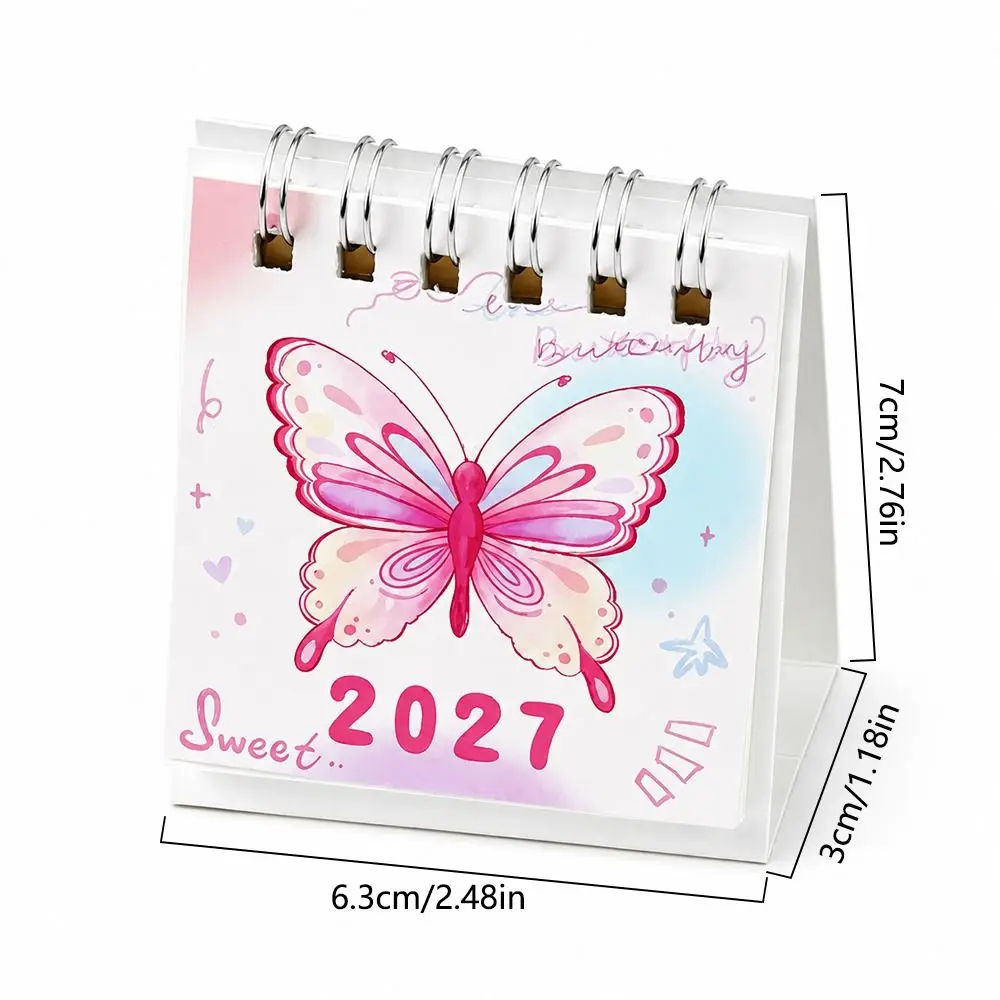 창의적인 나비 패턴 2027 책상 달력 종이 휴대용 플립 달력 스탠딩 디자인 스탠딩 달력 일일 계획