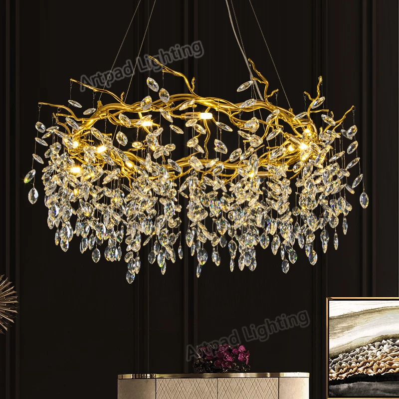 Amerikaanse Gouden Led Kroonluchters Verlichting Moderne Hal Eetkamer Plafond Kroonluchter Lamp Indoor Verlichting Crystal| AliExpress
