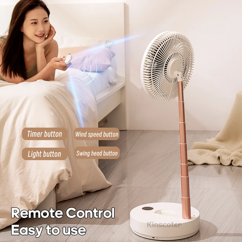 

High-Capacity Battery Auto Oscillation Home Floor Standing Fan Electric Wireless Circulator 10000mAh Foldable Adjustable Height