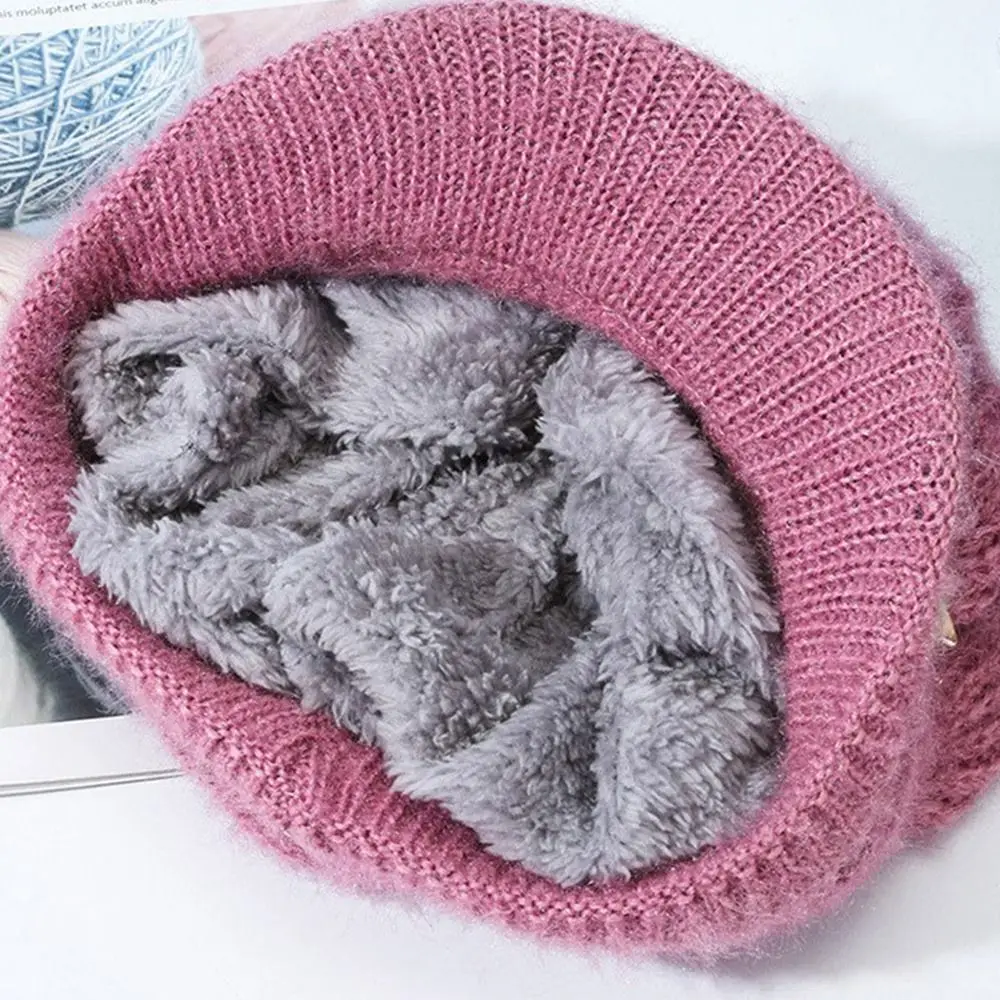 Fur Hat Knitted Earflap Hat Winter Hat Wool Hat 1PC Wool Women's Fashion Hat Wind Shield Ear Guard