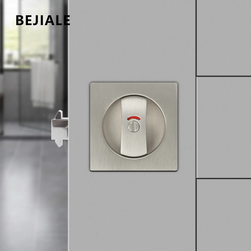 Window Door Locks Square Indication Push-pull Door Lock Bathroom Embedded Sliding Door Invisible Hook Lock No Indication