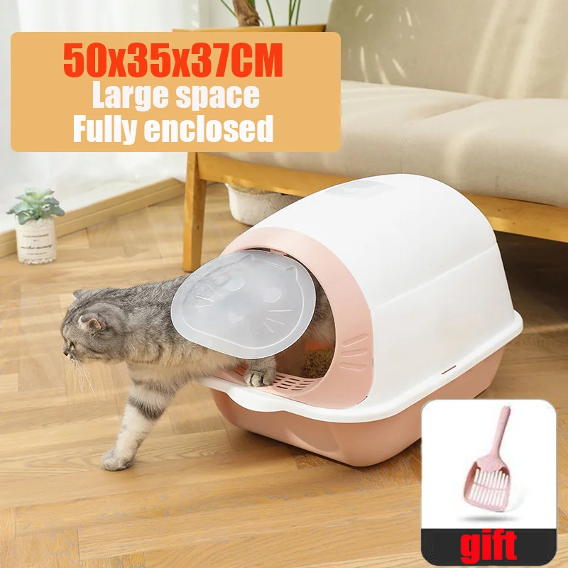 Cat Litter Box Closed Sandbox Pet Bedpan Toilet Antisplash Cats Tray