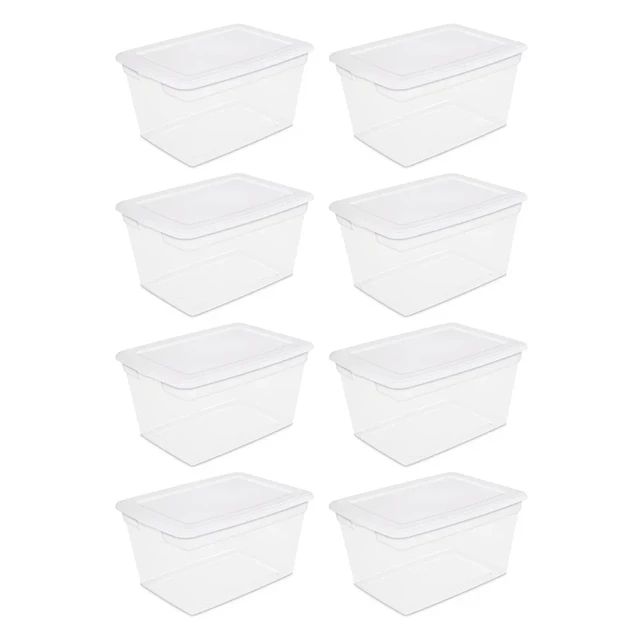 Sterilite 58 Qt. Clear Plastic Storage Box with White Lid