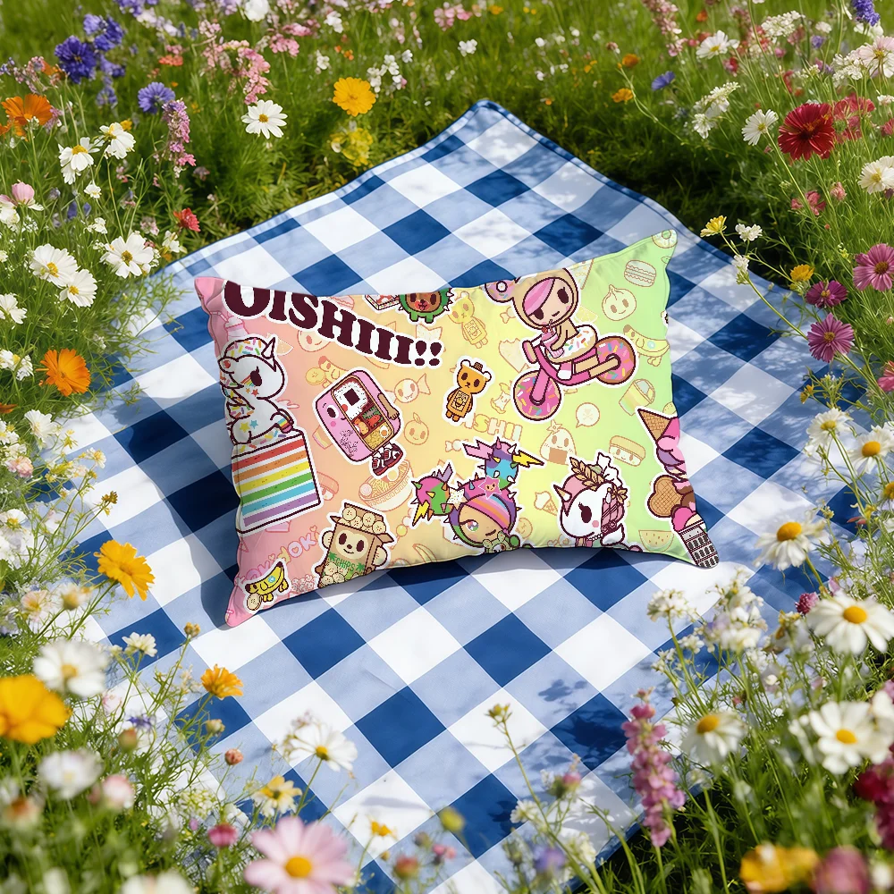 패션 T-Tokidoki-ES 쿠션 커버 히트 상품 홈 소파 거실 양면 부드러운 장 베개 커버