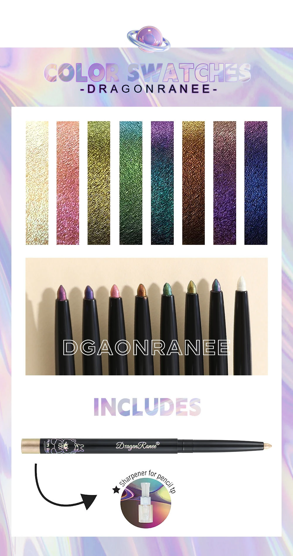 Perlglanz Aurora Eyeliner Stift Wasserfest Metallic Glitzer_voghion.com