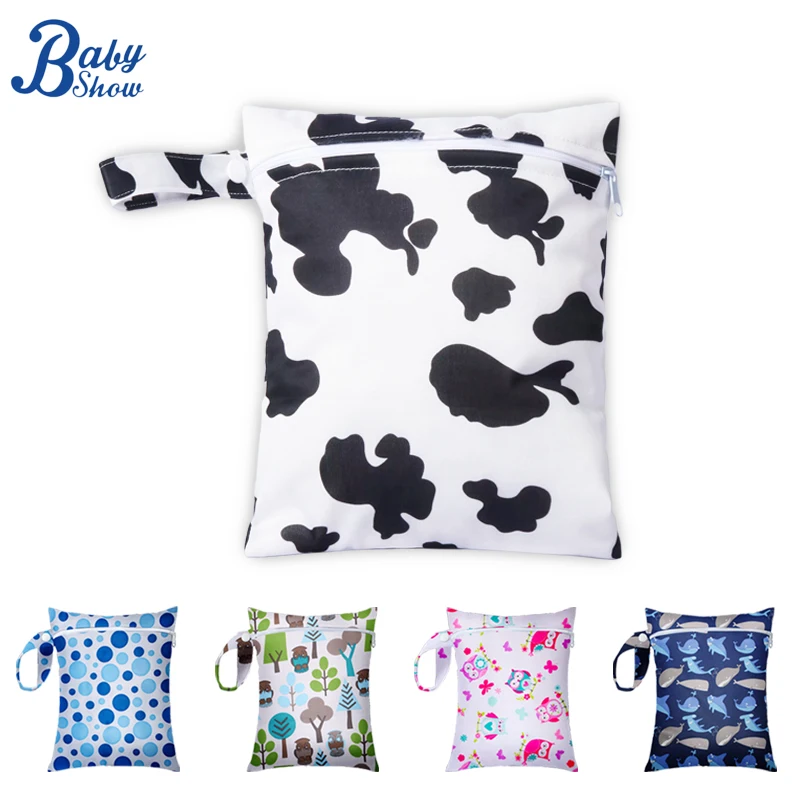 아기 천용 습식 건조 가방, 지퍼가 달린 기저귀 방수 기저귀 손잡이 포켓 유모차 여행 야외 보관 운반 가방