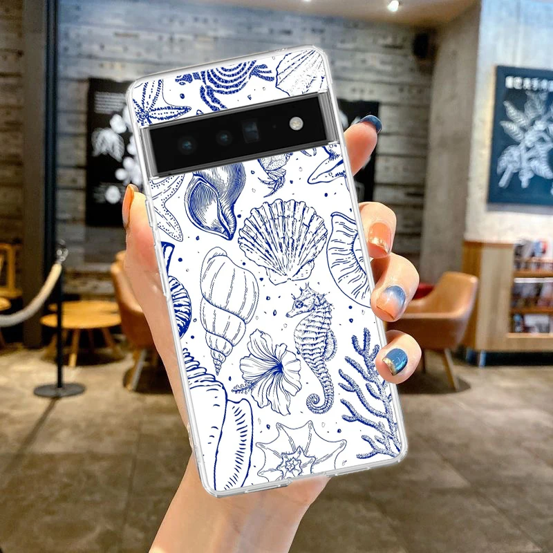 Blue Ocean Animals Soft Clear TPU Transparent Phone Case