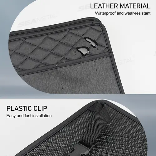 BLALION Multifunctional Car Seat Storage Bag Leather Storage Bag Garbage Bag Hanging Storage Bag Suitable For Most Car Models - Image 6