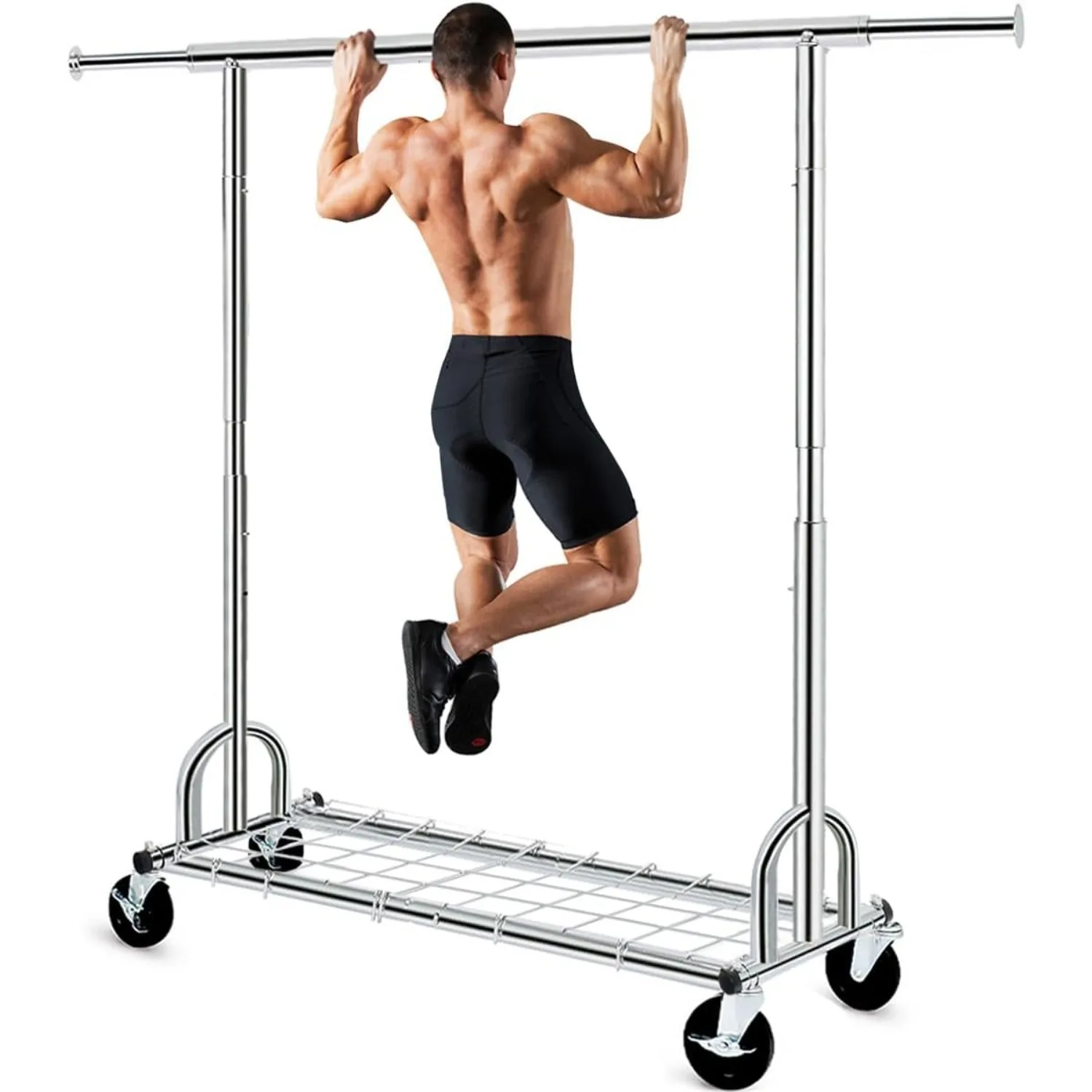 Clothing Garment Rack Capacity 450 lbs Clothing Racks on Wheels Rolling Clothes Rack for Hanging Clothes Heavy Duty Commercial 1