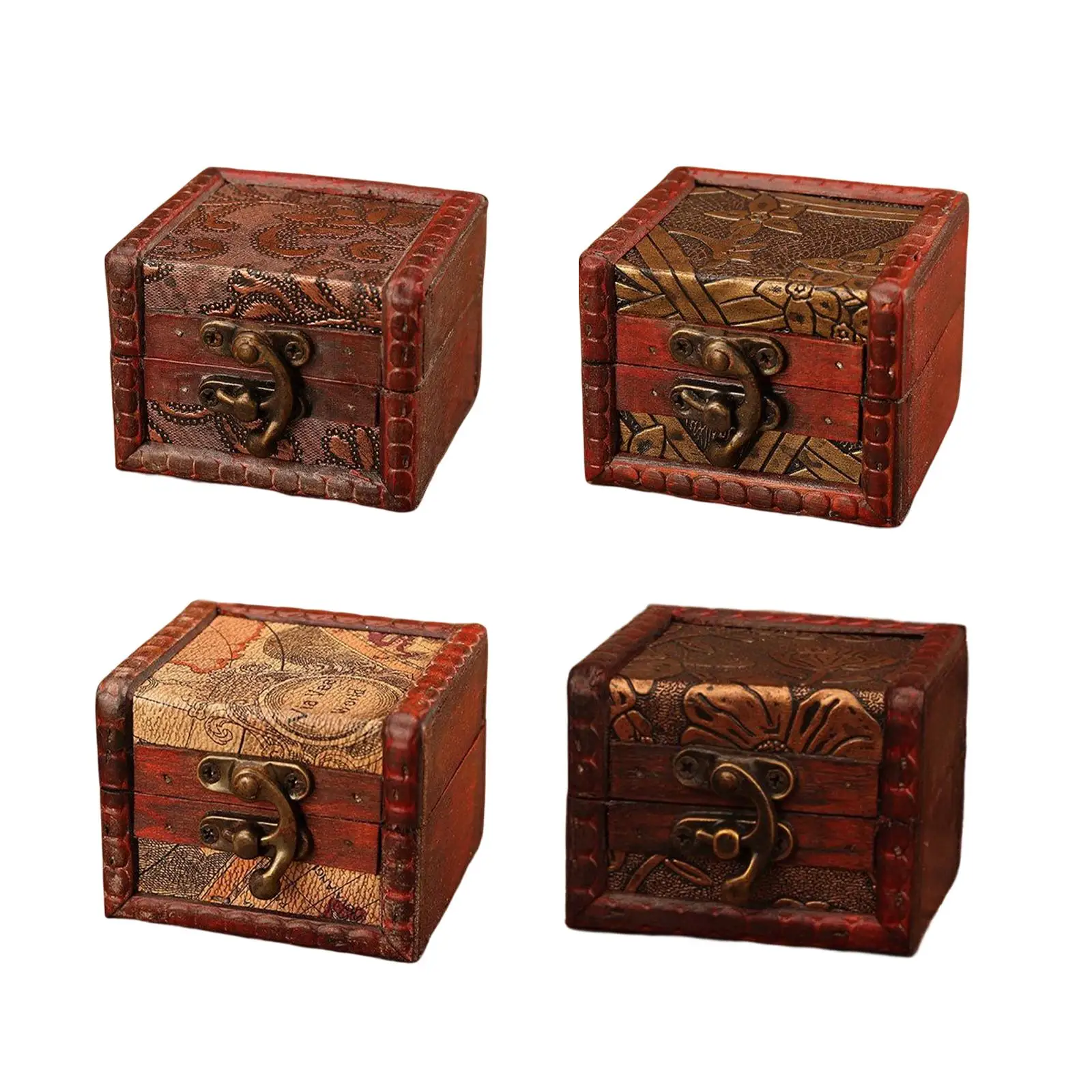 

Vintage Wooden Jewelry Box Organizer Lockable with Lock Storage Box Holder for Jewelry Bracelets Ear Studs watch Decoration