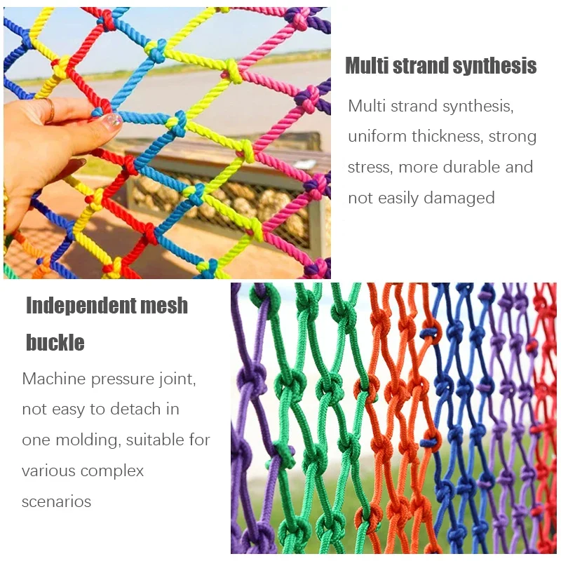 Safety Protection Net Colored Nylon Rope Net Children's Courtyard Staircase Fence Balcony Guardrail Anti Fall Climbing
