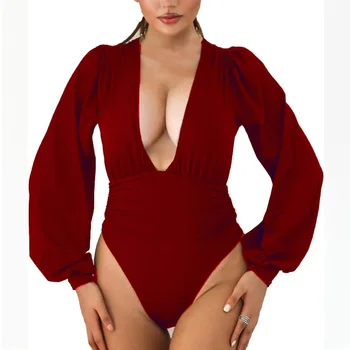 Fashionable Slim Fit Ladies One Piece Suit Folded Design Sexy Girl New Style Pure Color Cross-Border Long Pants for Women 2
