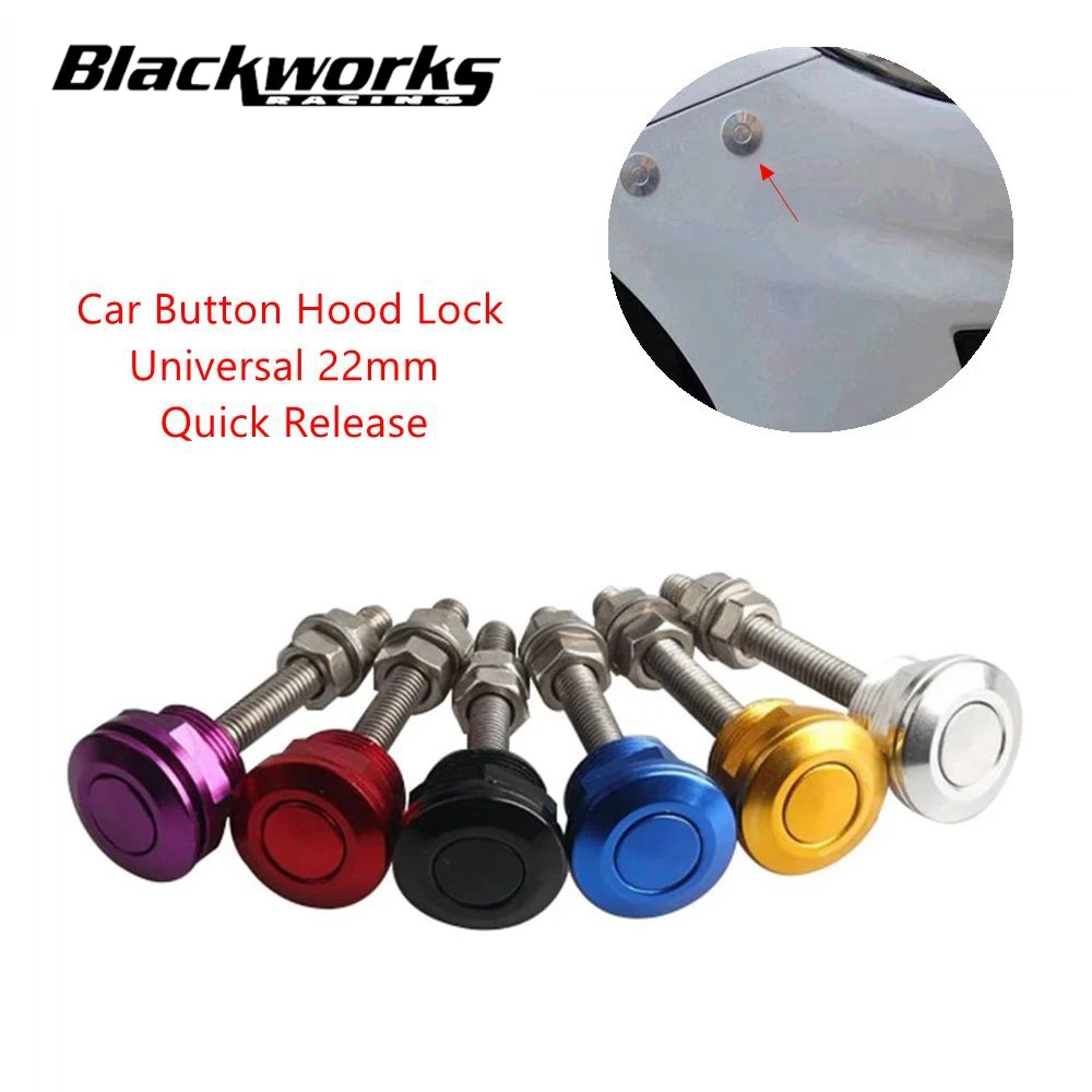 

1Pcs 22mm Universal Hood Pin Lock Clip Kit Push Button Bonnet Quick Release Bumper Latch Aluminum Car Accessories