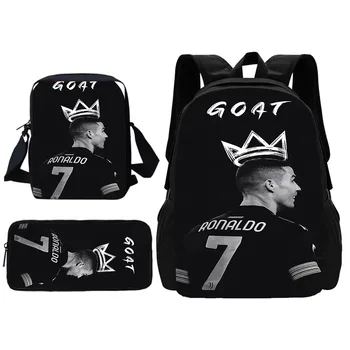 Zaino da scuola per bambini Football CR7 con borsa a tracolla Borse per matite Borse da scuola R-Ronaldos per ragazzi e ragazze Miglior regalo 1
