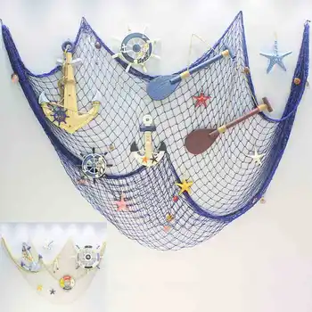 Reti decorative Corda di canapa Rete sospesa mediterranea Decorazione da parete Camera Festa Rete da pesca decorativa Parco giochi Regalo Stile Boho 1