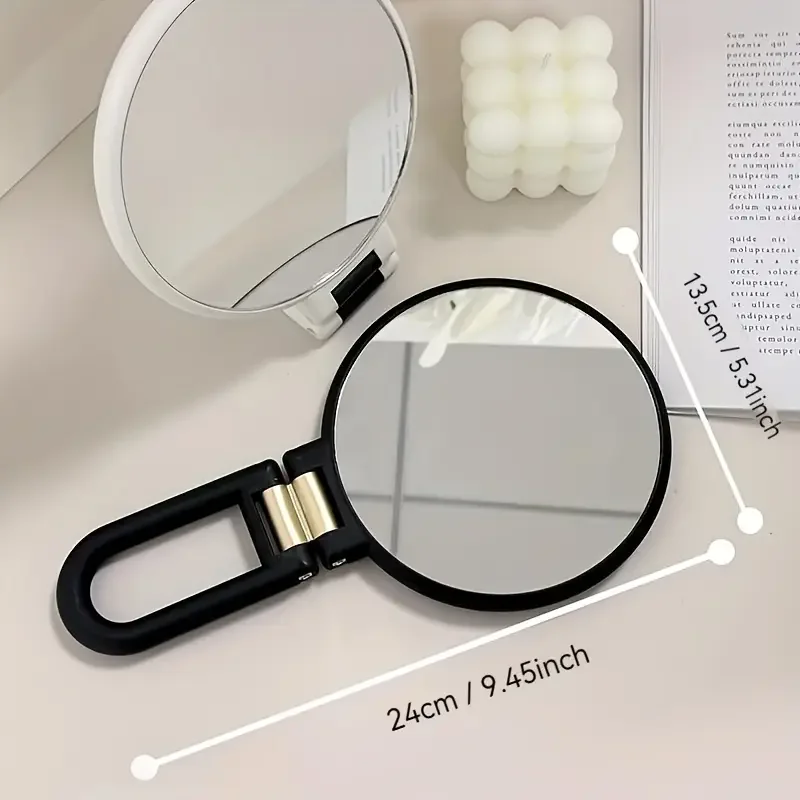 40X Magnification Dual-Sided Handheld Mirror with 360° Adjustable Stand & Travel Case - Foldable Makeup Mirror for Precision