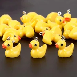 Set of 10 Elegant White Resin Goose Charms for DIY Jewelry and Accessories (10pcs yellow duck)