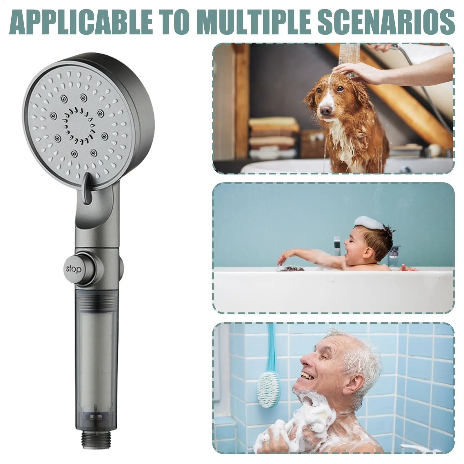 Handheld Shower Head 5 Modes Filtered Shower Head High Pressure Silicone Nozzles Faucet Sprayer for Home Apartment RV Bathroom