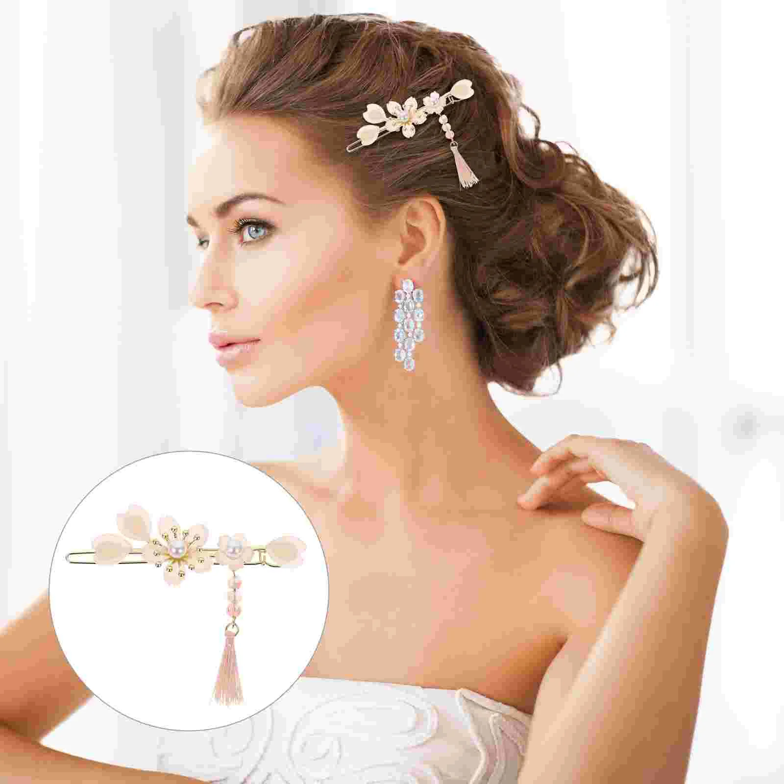 

2 Pcs Pearl Hair Barrettes Fresh Clips Street Photography Women Pin Hairpin Miss
