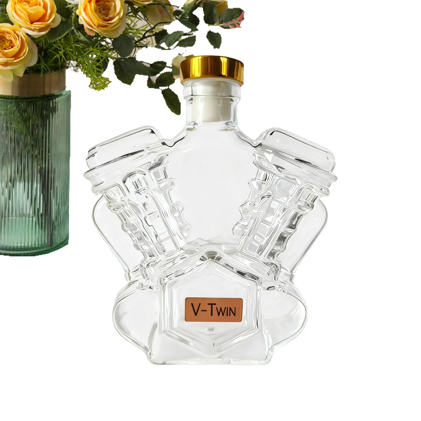 1pc Whiskey Bottle Household Wine Decanter Decorative Motorcycle Engine Shape Alcohol Container For Dining Room Display Cabinet