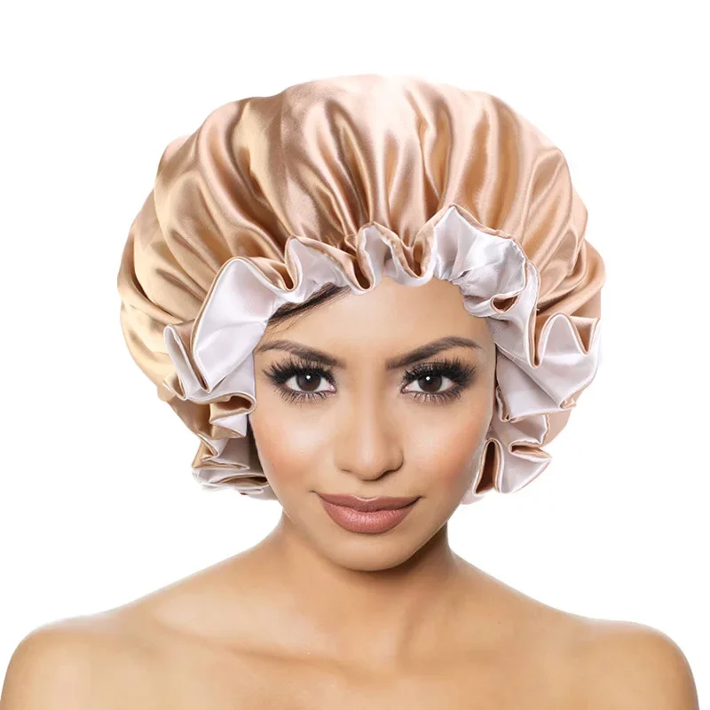 Satin Bonnet Silk Bonnet Satin Nightcap Sleeping Cap Double Color