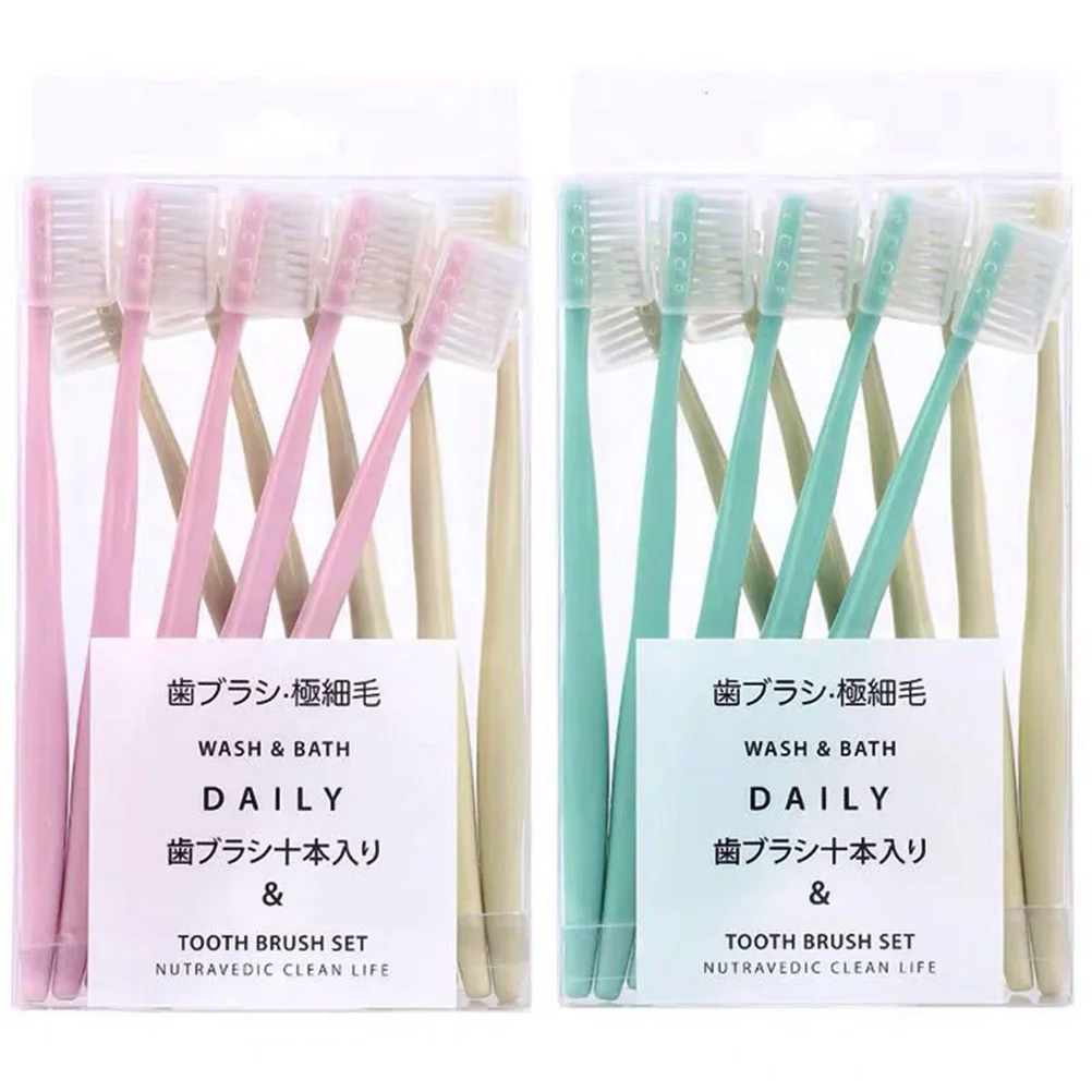 

20pcs Ultra Toothbrush Manual Dental Care Small Head Toothbrushes with Cover (Green and Pink for Each 10pcs)