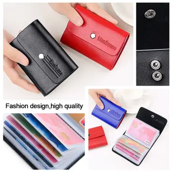 جديد مكافحة سرقة معرف حامل بطاقة الائتمان موضة المرأة 24 فتحات بت سليم بولي Leather حافظة جيب جلدية محفظة محفظة للنساء الرجال 6