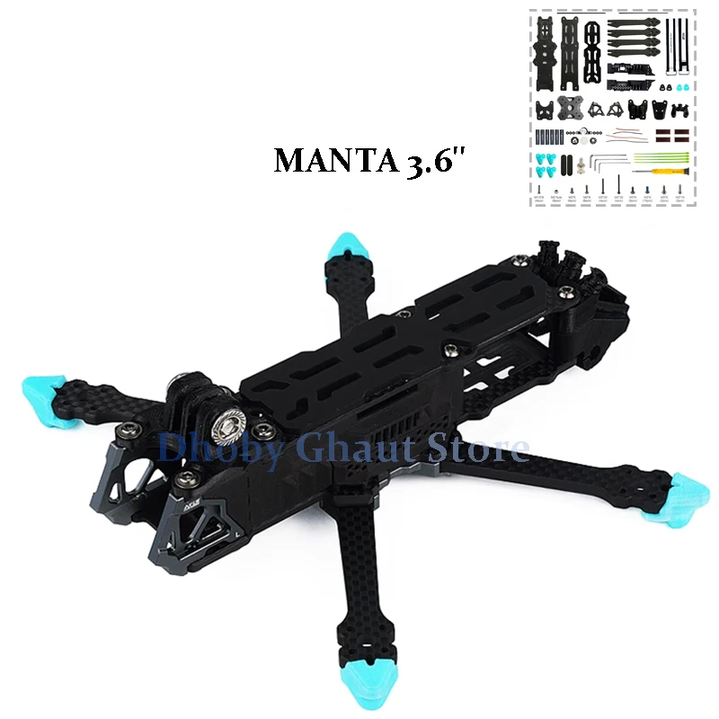 

MANTA 3.6 Inch 3.6'' Drone Frame KIT Wide X Shaped 162mm Wheelbase Flight Stability For DJ O3 FPV Freestyle Drone Replacement