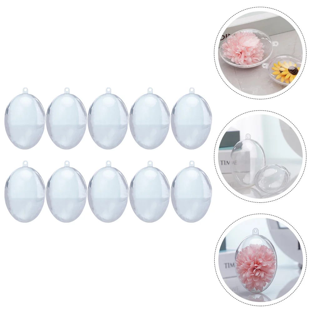10 Pcs Egg Decoration Box Fillable Foam Balls Transparent Pendants Easter Party Supply 3