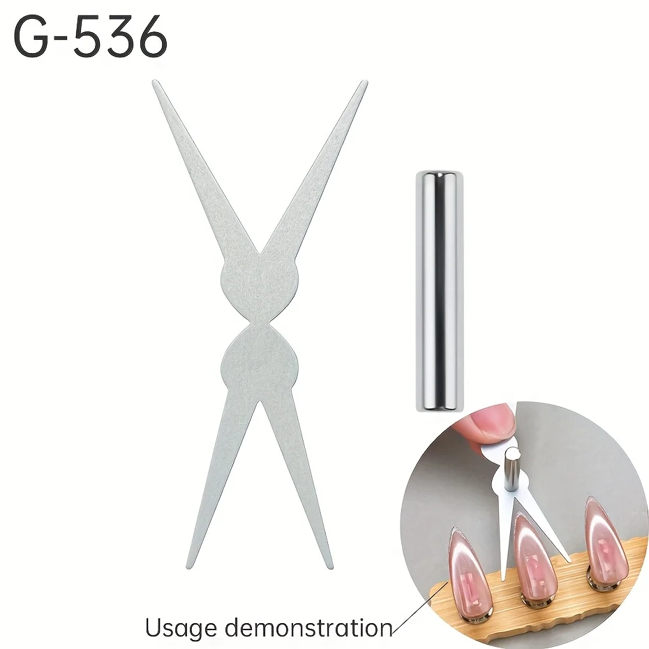 2pcs Double Headed French Cat Eye Magnet Set - Magnetic Nail Art Tool with Black & White Kitten Magnets for Gel Polish Manicure