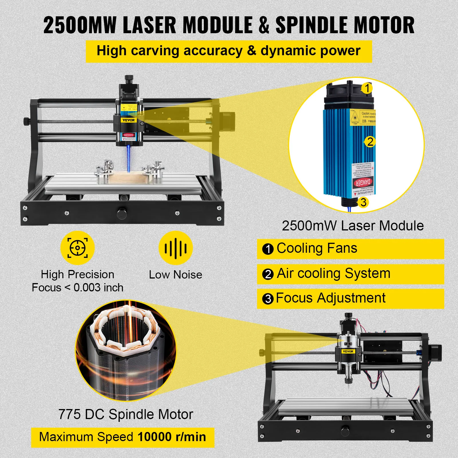 VEVOR CNC 3018 PRO Router Engraver with Laser Module 3 Axis Engraving Machine GRBL Wood Milling Wood Router for DIY Woodworking