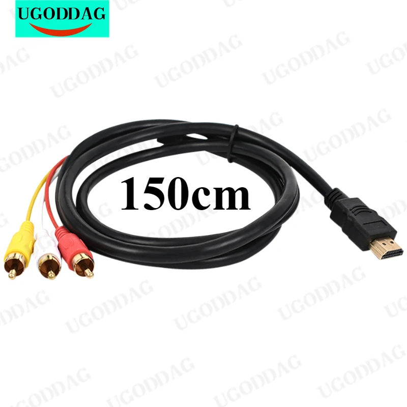 1.5MHDMI-compatibleTo3RCAConverterCableAVToHDMI-compAdapterCordSupport480P/720P/1080PSuitableForTVBoxComputer
