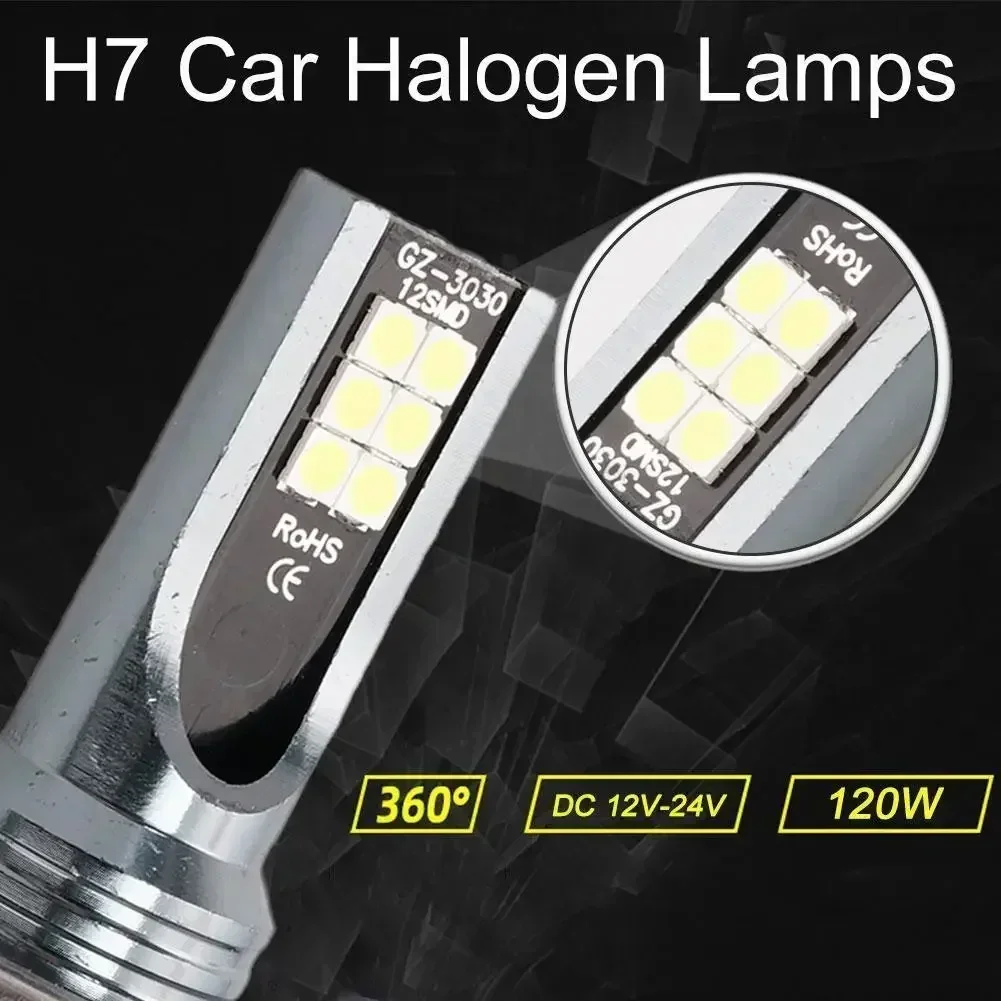 Waterproof 120W H7 H4 Car Headlight Bulb Kit Super Bright 6000K White Led