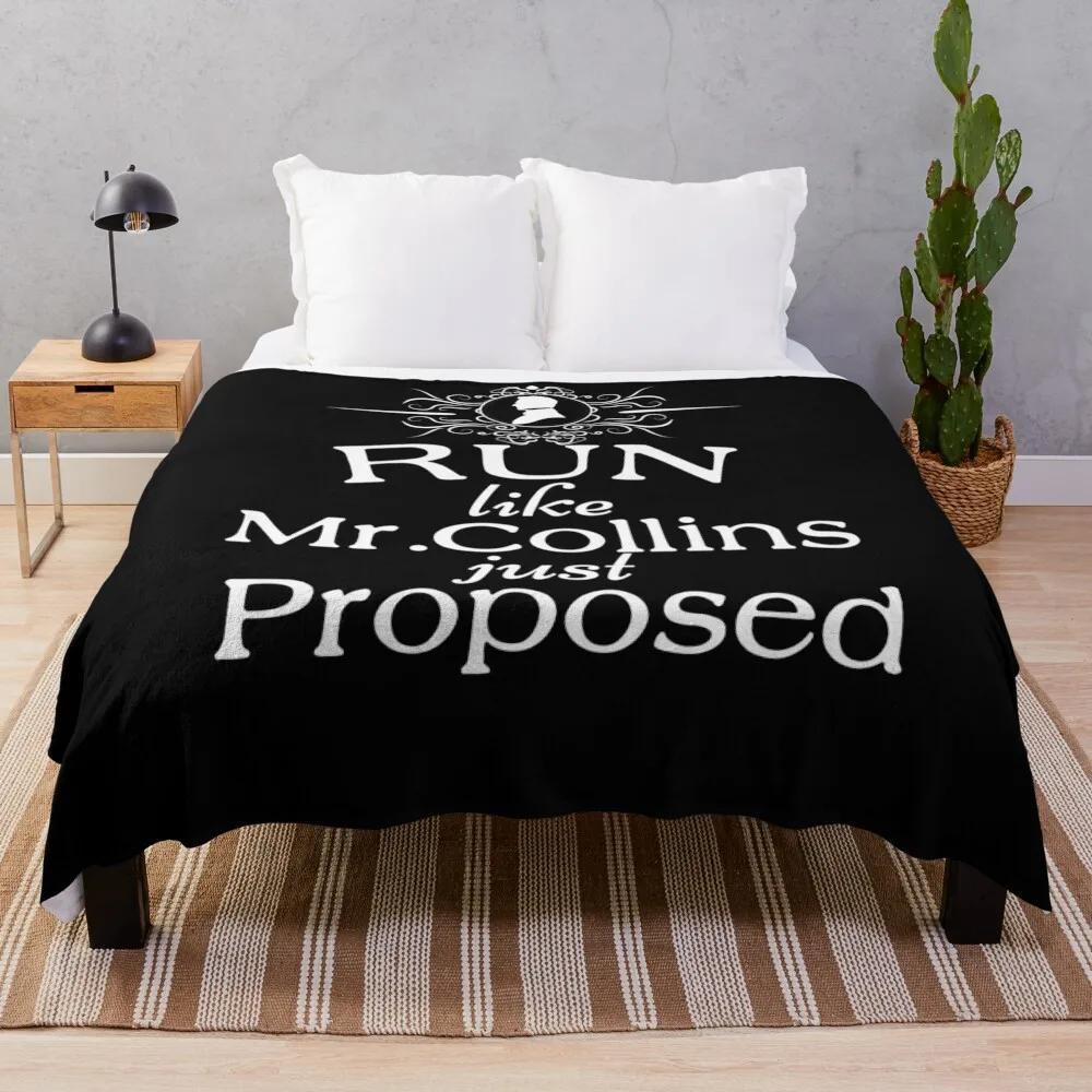 

Funny Jane Austen Pride and Prejudice Run Like Mr. Collins Just Proposed Throw Blanket Fashion Sofa Blankets Sofa Throw Blanket