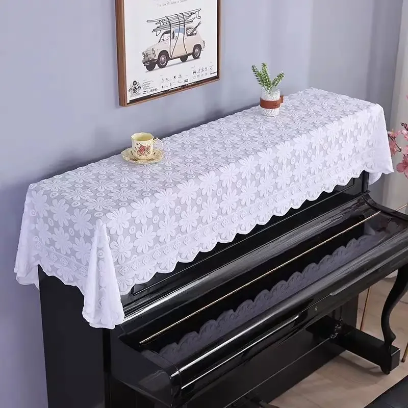 Household Decorative Piano Dust Cover Minimalist Lace Piano Cover Half Modern and Beautiful Electronic Coveres Cloth