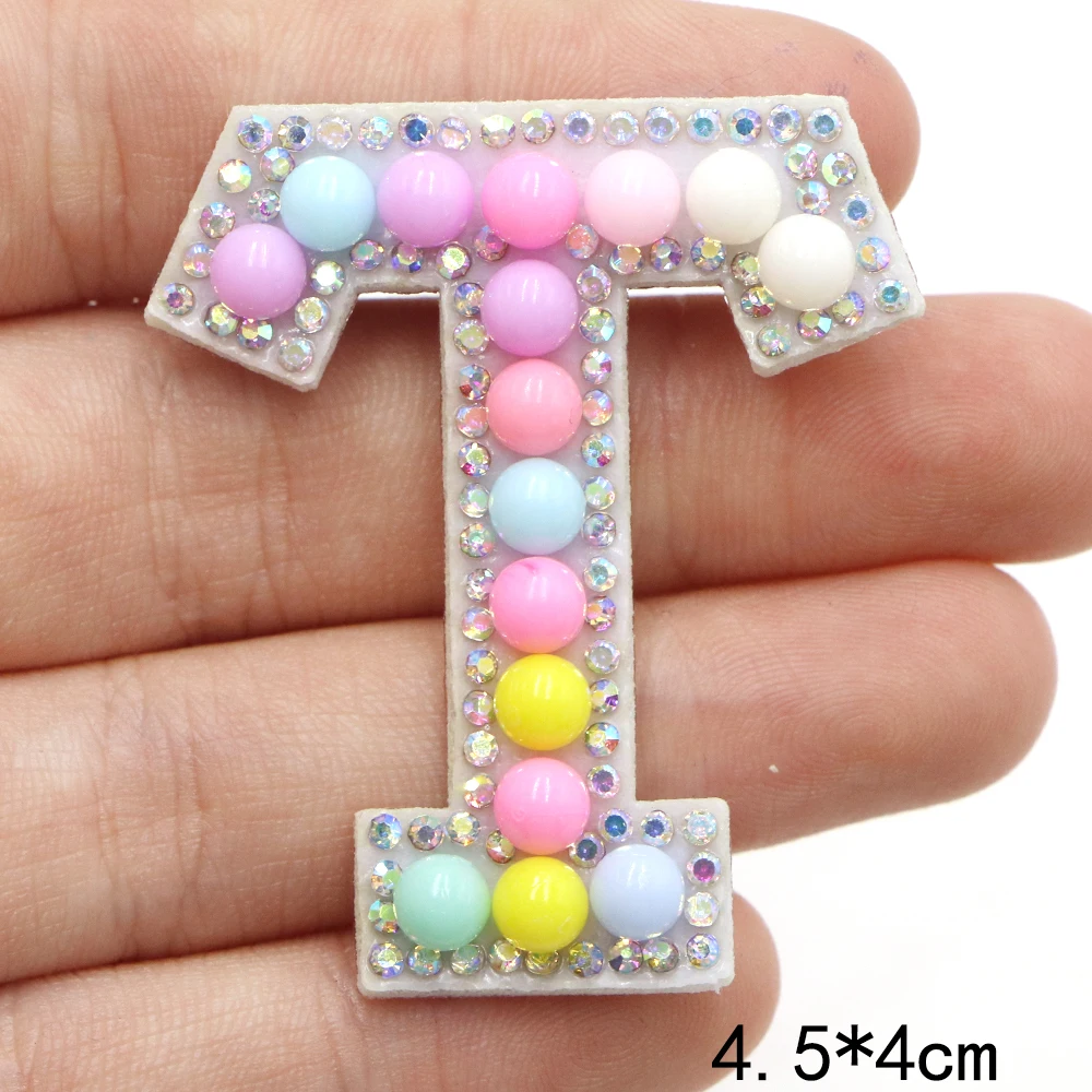 1pc Multi Birne Strass Alphabet Buchstaben Patches Eisen auf Patch A-Z Patch gestickt Patch auf Patches für Kleidung Namen nähen – Detail 23