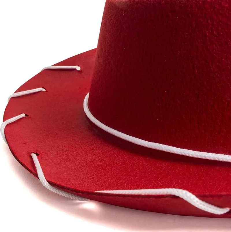 Brown Red Felt Woody Cowboy Hat with Bandana Set Adjustable Western Big Brimmed Cowboy Cap Outdoor Sports Climbing Wilderness