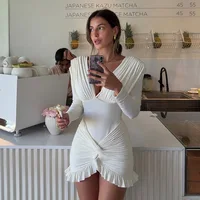 Jaclyn Cross Ruffle Trim Mini Dress 1