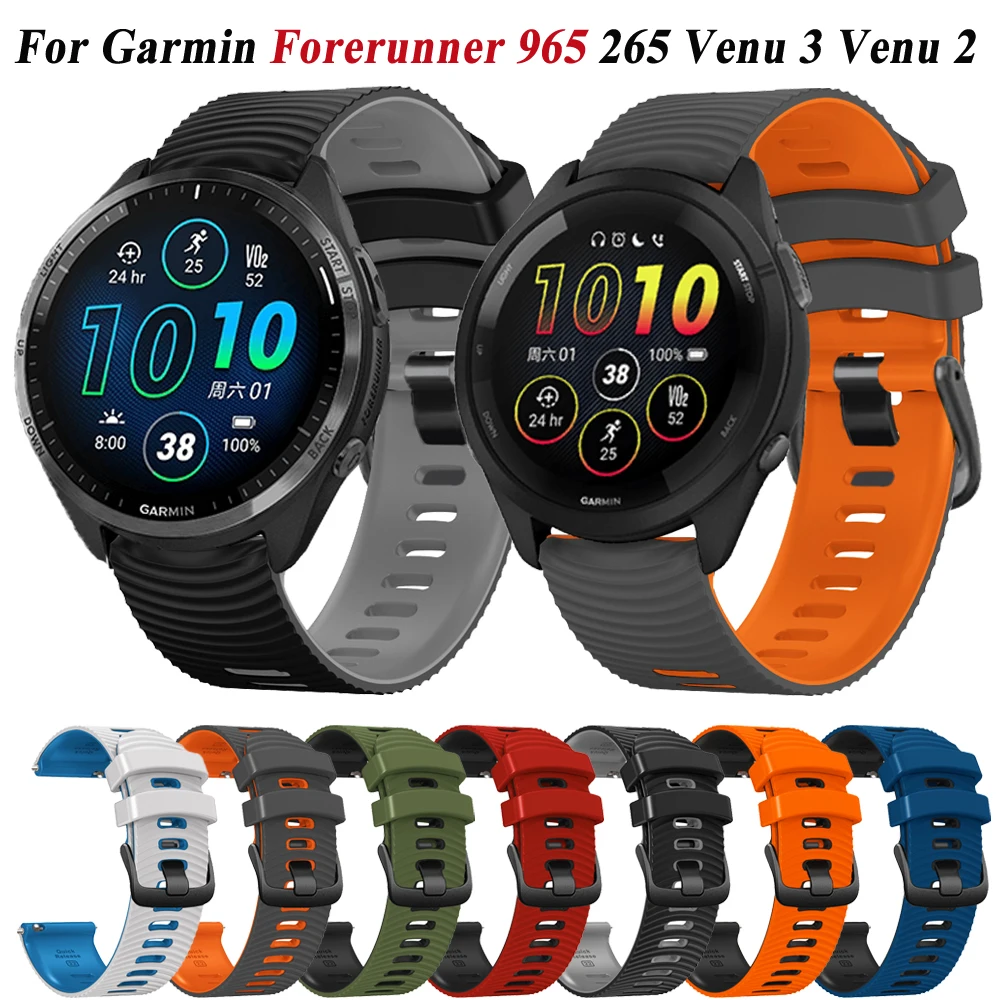 

Ремешок силиконовый для смарт-часов, 22 мм, для Garmin Forerunner 965, браслет для Forerunner 255 Music 265 745 Vivoactive 4