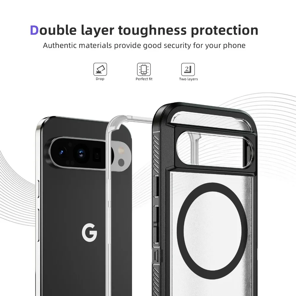 Hybrid Rugged Armor Shockproof Wireless Charging Matte Case - TPU+PC Fall Prevention Protective Cover
