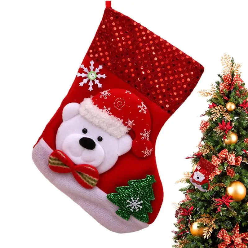 

Vintage Christmas Stockings 10x7inch Christmas Stockings & Holders With 3D Pattern Washable Christmas Accessories Decoration