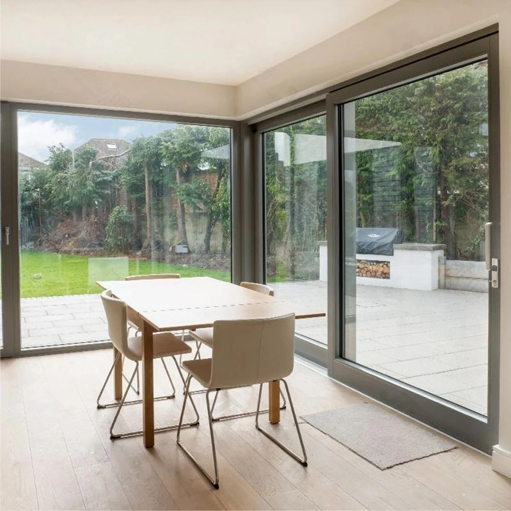 Sixinalu Pivot Casement Entrance Folding Sliding Door Glass Interior Entry 2/3 Panel Doors with Aluminum Frame Home Decor
