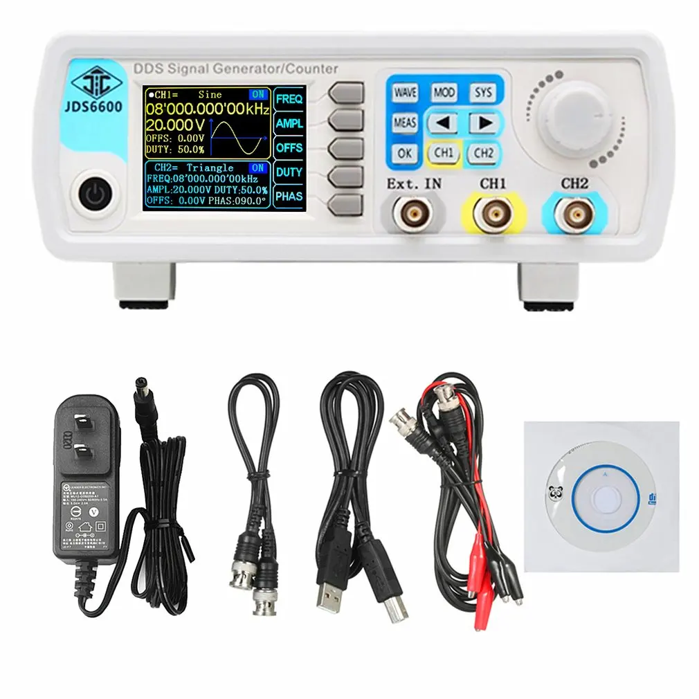 

JDS6600 60MHz Digital Control DDS Dual-channel Arbitrary Waveform Functional Signal Generator Frequency Meter High Precision