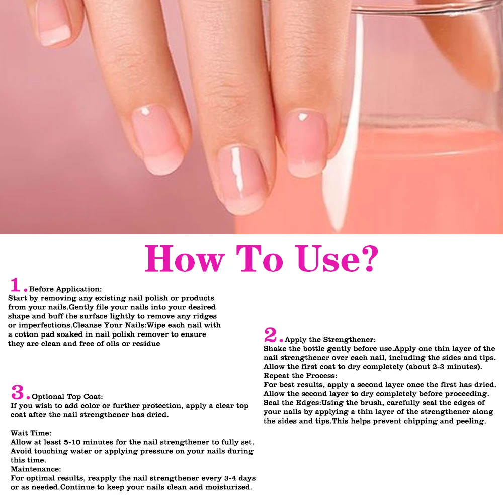 Nail Polish Finish Nail Hardener Nail Repair Gel Tinovo Uno Pink Nail Strengthener Quick Dry Nail Art Treatment Growth Bright Oil Normal Polish Sealer Manicure for Repair