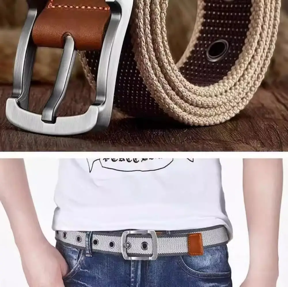 Modischer und trend iger Canvas-Gürtel Herren-und Damen gürtel Freizeit gürtel Student Jugend Cargo hose Nadel schnalle breite neutrale Gürtel – Detail 3