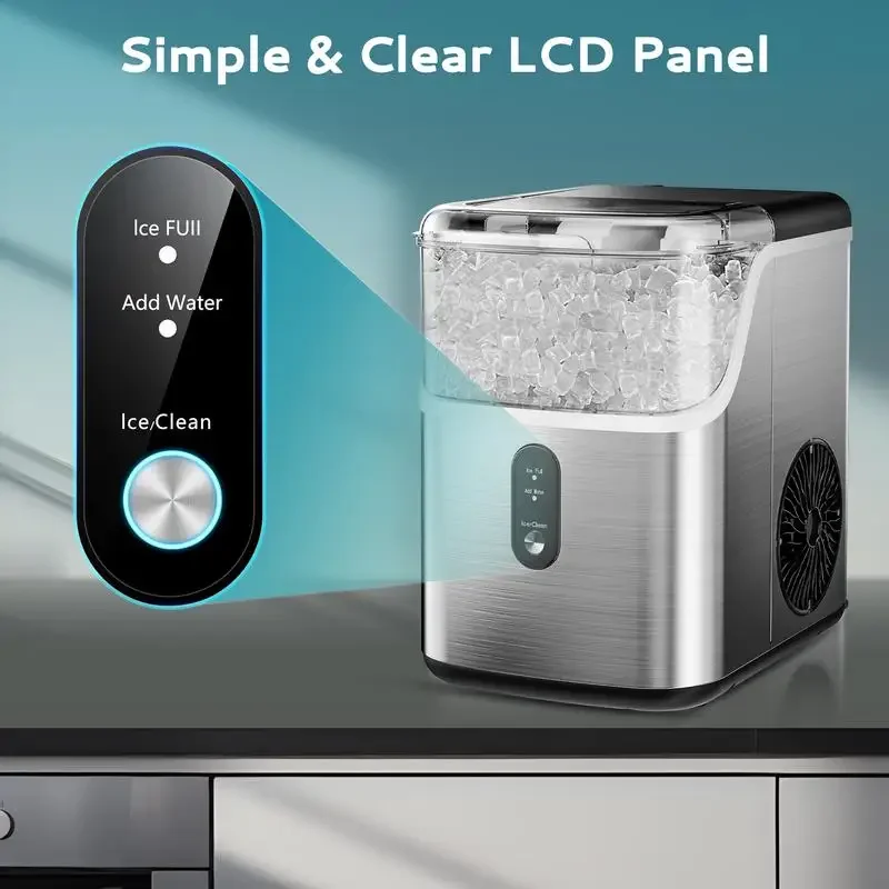 EUHOMY Nugget Ice Makers Countertop, Pebble Ice Maker Machine with 35lbs/24H Soft Ice, Self-Cleaning Sonic Maker