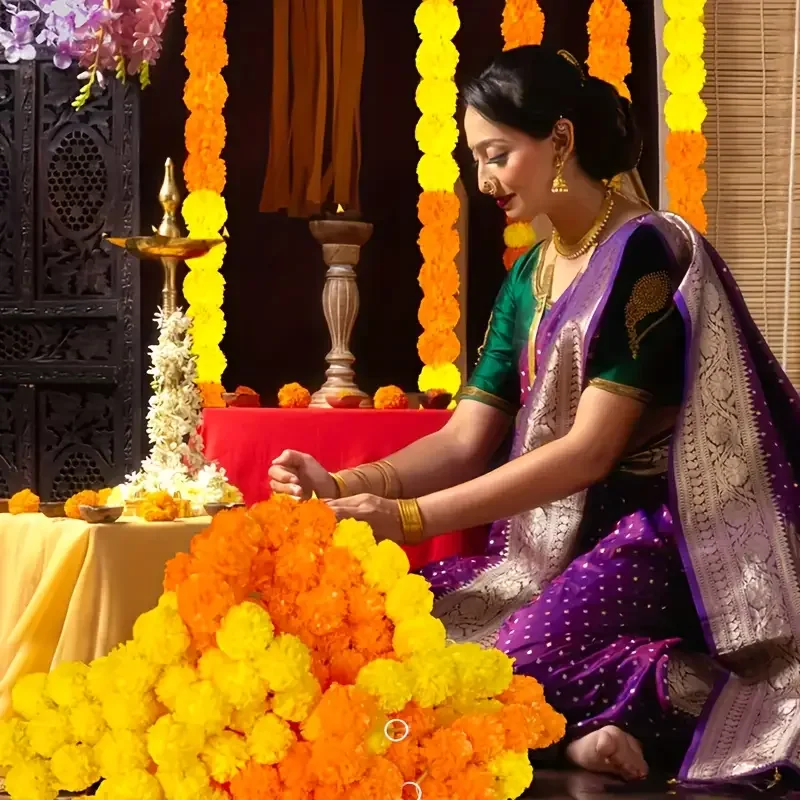 Artificial Carnation Marigold Flowers for Diwali Festival Decor